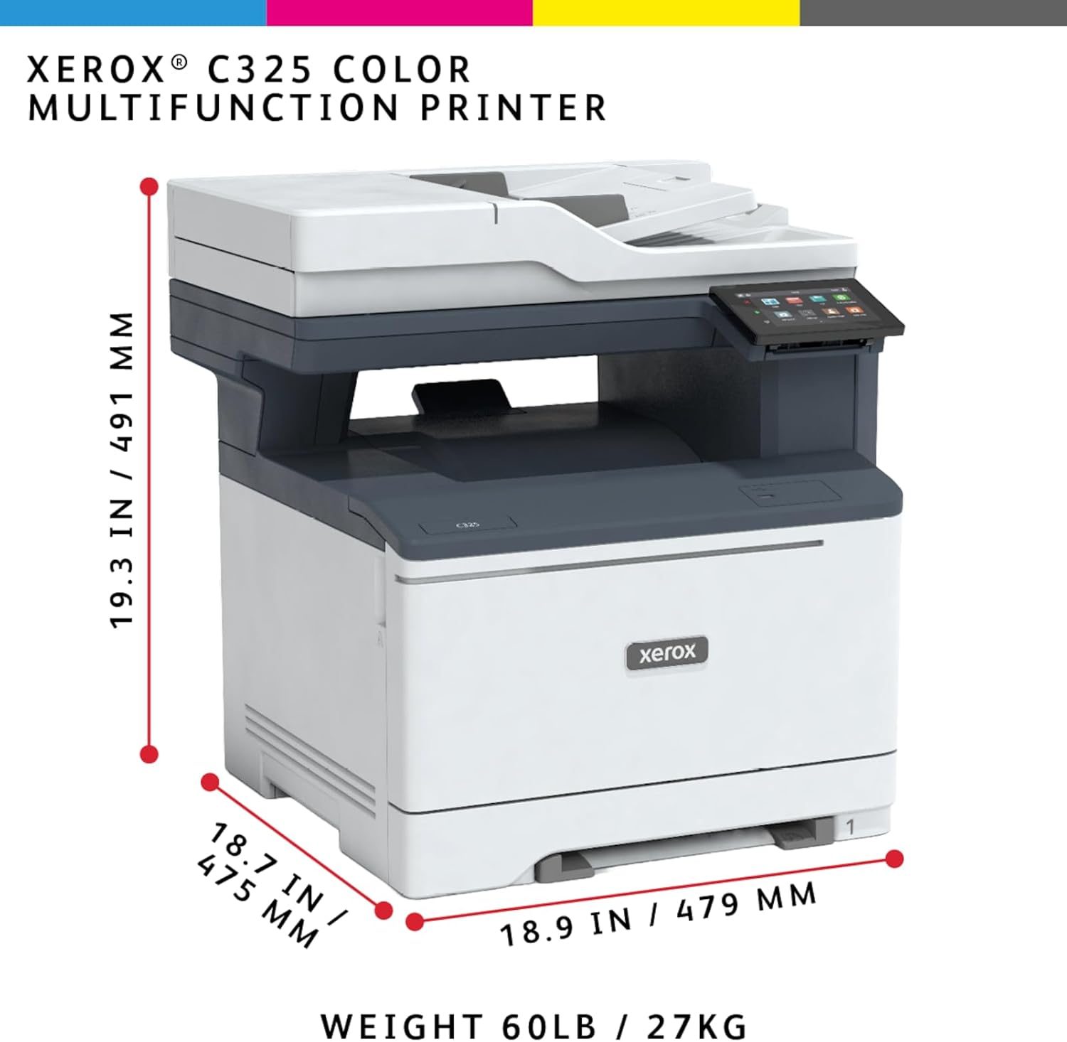 Xerox C325dni A4 33ppm Wireless Colour Laser Multifunction Printer Compact Colour MFP, 4-in-1 Print, Scan, Copy & Fax, Easy setup, Touchscre